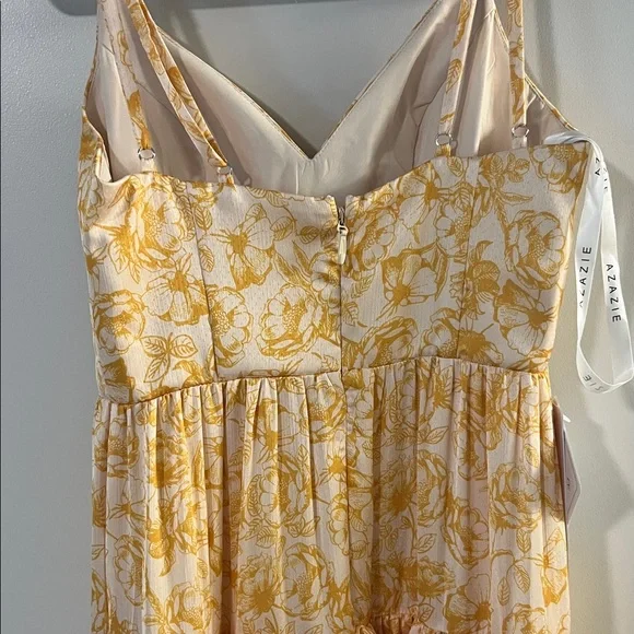 Azazie Yellow Floral Maxi Dress - Picture 5 of 5